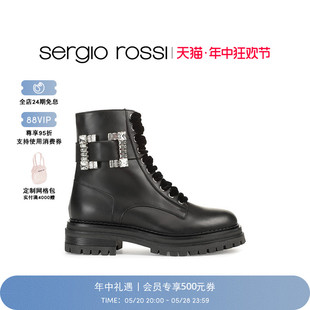 经典 Sergio Biker 款 SR女鞋 Prince系列水晶钻扣马丁靴 Rossi