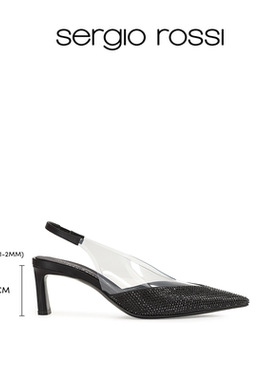 Sergio Rossi/SR女鞋EVANGELIE系列钻饰尖头细跟露跟凉鞋高跟鞋