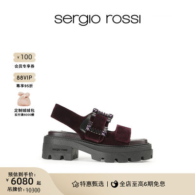 Sergio Rossi/ SR女鞋SR PRINCE系列钻扣平底凉鞋