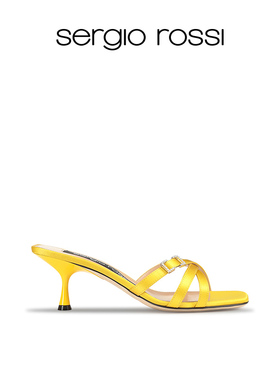 Sergio Rossi女鞋SR MINI PRINCE系列方头高跟拖鞋凉鞋