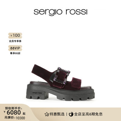 Sergio Rossi/ SR女鞋SR PRINCE系列钻扣平底凉鞋