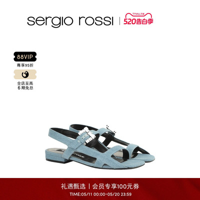 Sergio Rossi/SR女鞋SR TWENTY BUCKLE系列平底百搭方头凉鞋单鞋
