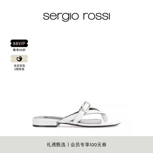 Sergio Rossi/SR女鞋SR NORA系列夹趾平底凉鞋