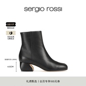 Sergio 款 Rossi SR女鞋 ROSSI系列简约通勤方跟短靴FP 经典