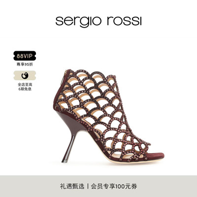 Sergio Rossi/SR女鞋 SR MERMAID系列方头鱼嘴高跟鞋凉鞋