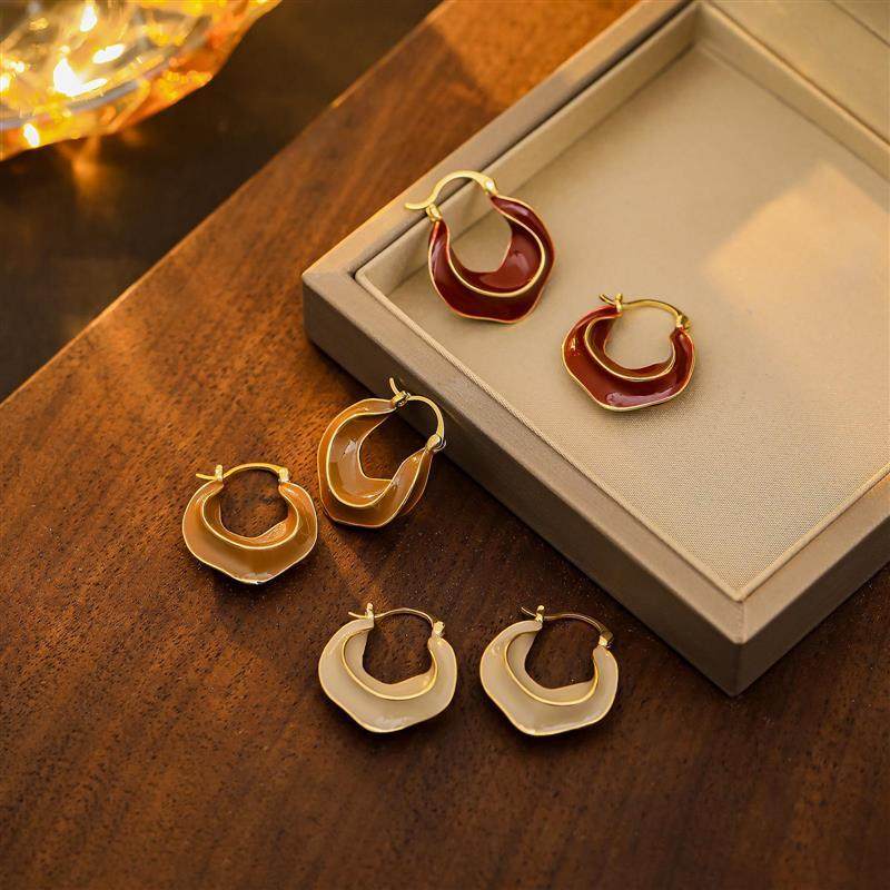 艾妮贝妮美拉德风滴油耳环复古港风U型设计感耳扣小众高级感耳环,饰品/流行首饰/时尚饰品新,耳环,淘宝优惠券,粉丝福利购,淘宝优惠卷