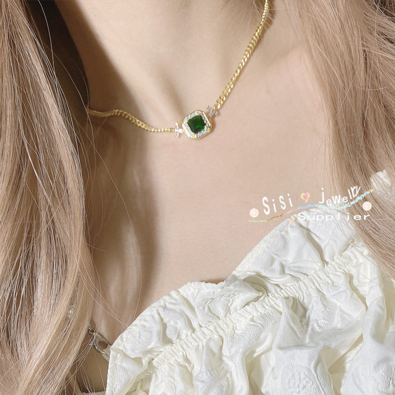 Sisi彩色璀璨蔷薇粉项链女 IU同款闺蜜女生手链ins小众设计颈链