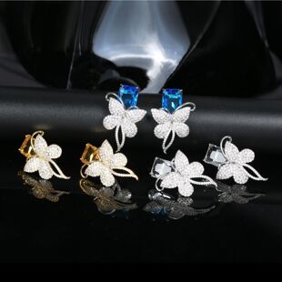 花朵珍珠微镶锆石耳钉耳饰女2025年新款白色花卉形轻奢风百搭