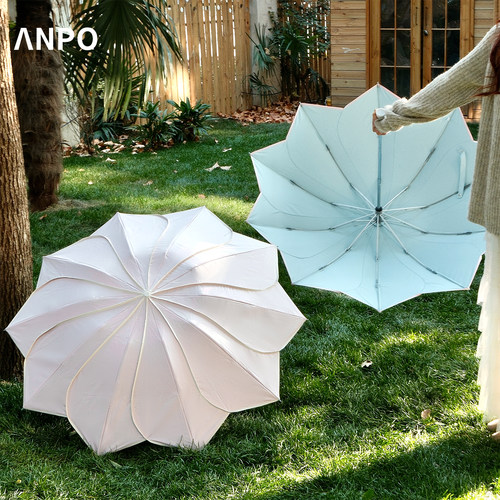 ANPO花朵彩胶自动晴雨伞防晒加大