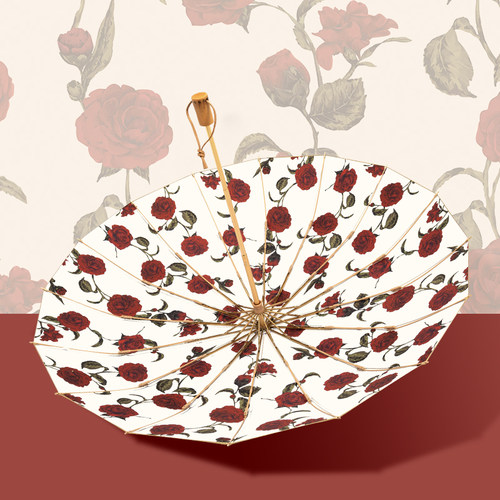 安珀复古晴雨伞16骨加大结实抗风