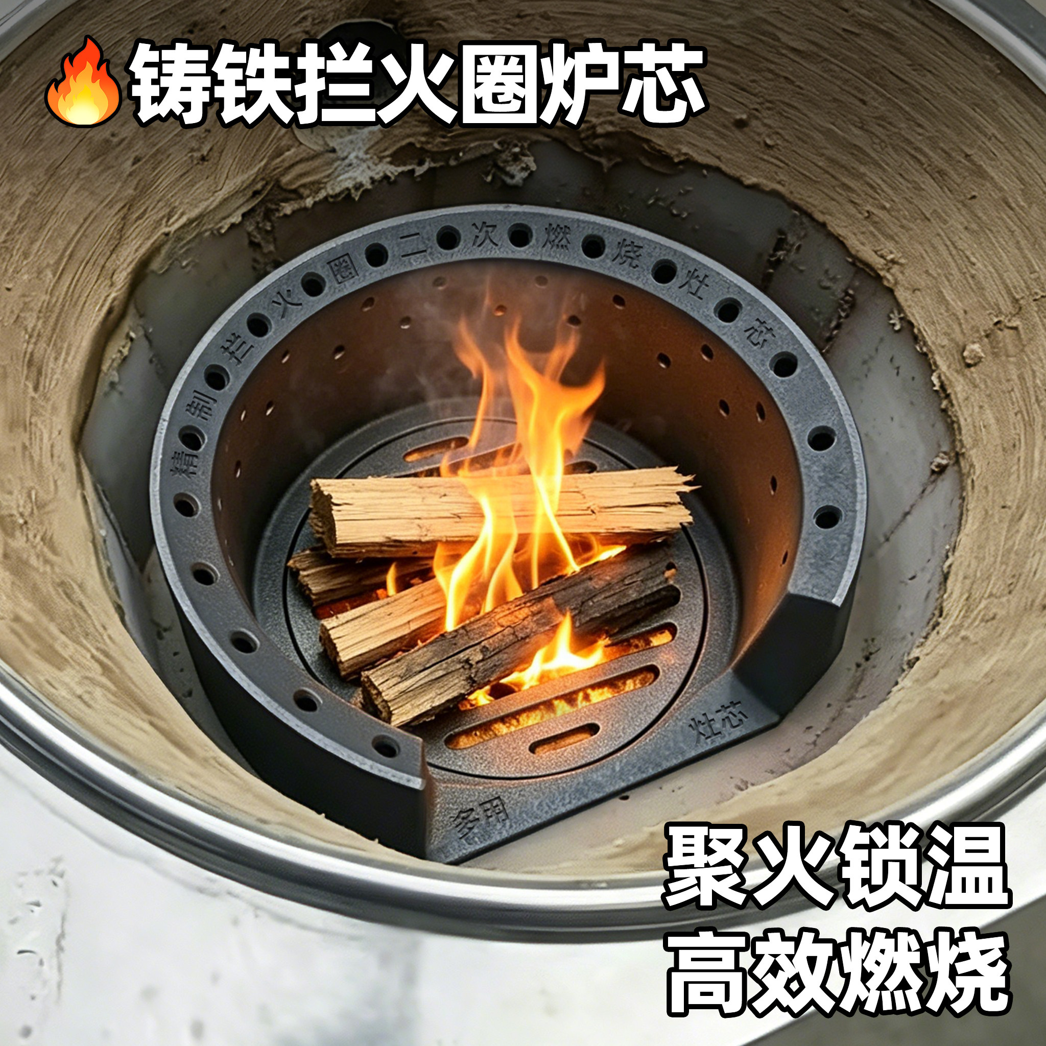 农村柴火灶铸铁炉膛土灶柴火炉配件气化内胆炉芯地锅灶加厚拦火圈