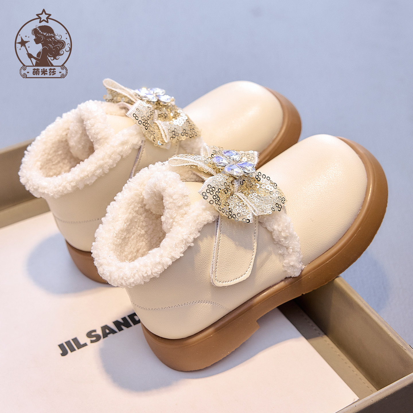 女童冬季女孩蝴蝶结二棉短靴