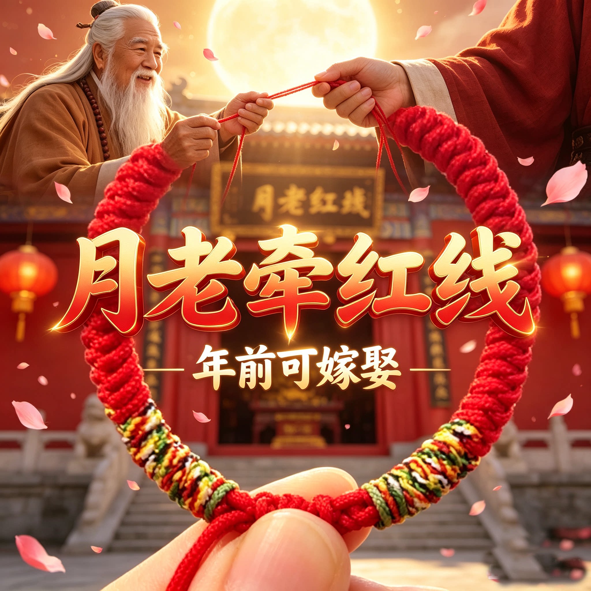 月老牵红线红绳手链男女本命年编织手绳求姻缘旺桃花运情侣转运绳