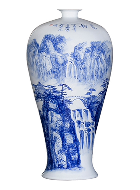 景德镇手绘客厅工艺品青花瓷花瓶