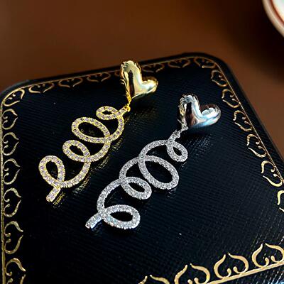 银针氧化锆zirconia爱心环绕耳环