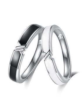 s925情定一生纯银情侣戒指女小众简约时尚对戒ins潮网红饰品礼物