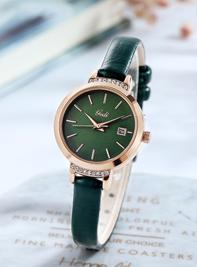 GEDI新款抖音网红同款日历皮带女款手表简约时尚学生防水石英手表