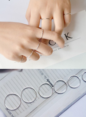 1.2线光圈戒指韩版冷淡风女款S925纯银极简光面线条细指环饰品