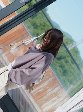 Guoxi定制 高级洋气韩灰色时髦宽松廓形套头卫衣