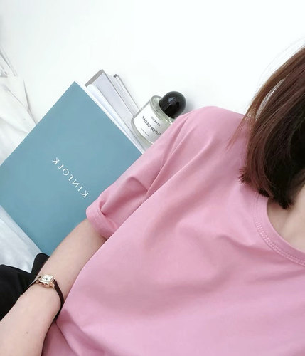粉色薄冰瓷棉女甜美短袖