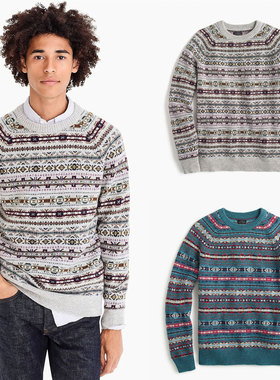 J.crew圣诞礼物圆领民族风FAIR ISLE费尔岛羊毛衣针织衫JCREW