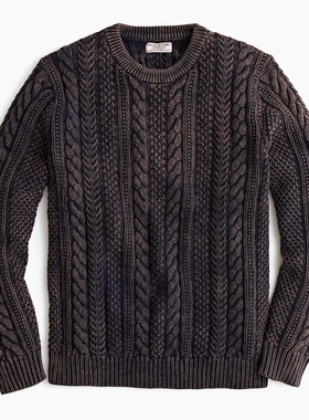J.crew/Jcrew高端复古W&B重磅水洗做旧麻花缆绳扭花纹理编织毛衣