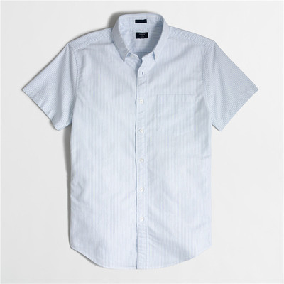 牛津纺纯色扣领jcrew休闲衬衫