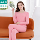 ab内衣女士低领保暖套装 TC40 精梳棉刷绒圆领弹力舒适秋衣秋裤