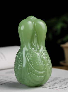和田玉羊脂玉白菜手把件天然玉石