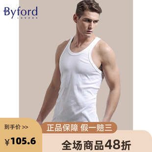 汗衫 Byford百富男士 背心运动汗衫 舒适棉针织青年打底衫 MW823 男