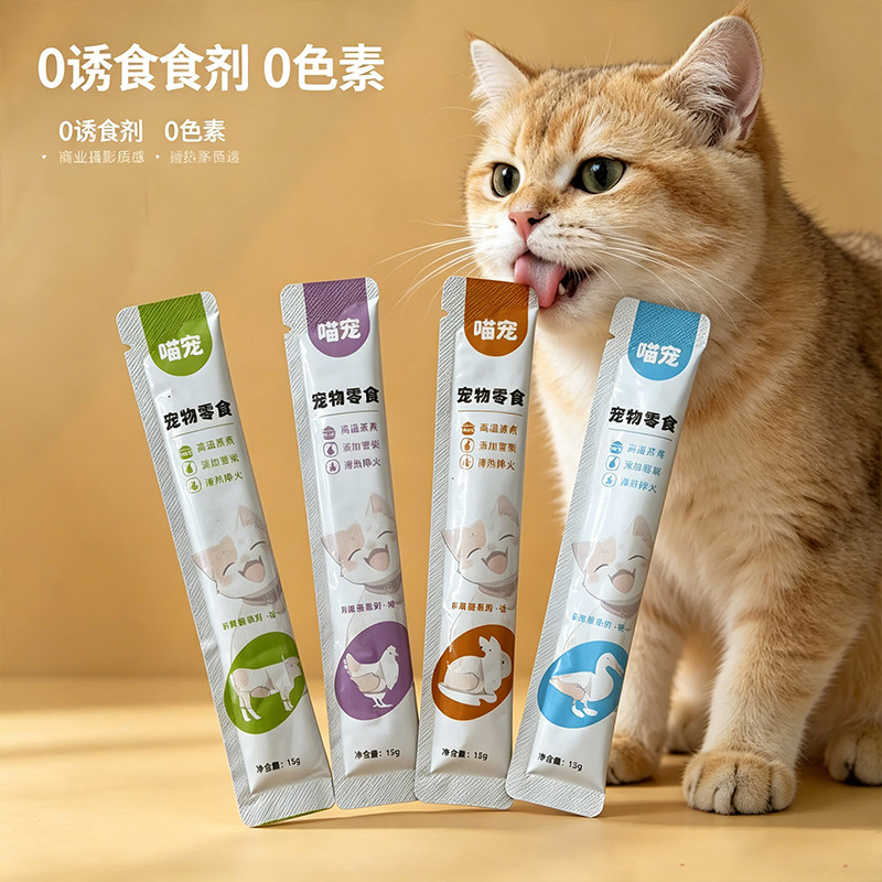美味天然原料家庭装喂养鲜湿粮安抚增进感情肉泥猫条喵宠日常投喂