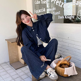 【现货】牛仔衬衫阔腿裤套装157-8711-P155-K218，女装套装/套裙，浙宝157（原165A）