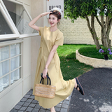 法式设计感简约泡泡袖显瘦连衣裙女2025夏季时髦高级感优雅长裙潮，女装连衣裙，浙宝157（原165A）