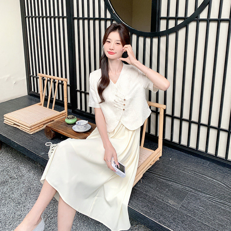 新中式国风上衣裙女夏季新款高级感气质显瘦吊带连衣裙,女装连衣裙,浙宝157（原165A）