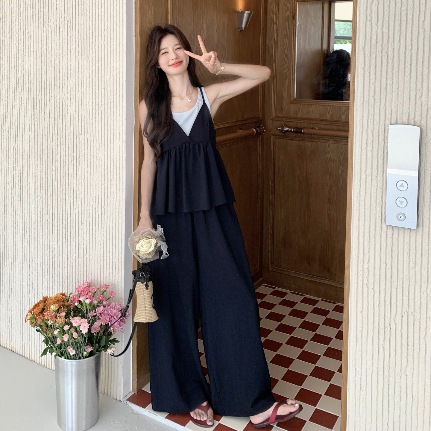 2025新款韩系假两件背心+休闲裤套装157-1011-P145K208,女装套装/套裙,浙宝157（原165A）