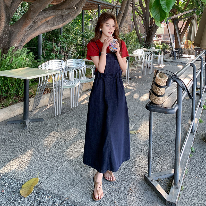 韩系学院风休闲套装女夏2025新款少女感减龄T恤牛仔吊带裙两件套,女装套装/套裙,浙宝157（原165A）
