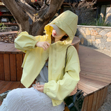 黄色连帽冲锋衣外套女2025春季新款韩系超好看减龄小个子休闲夹克，女装短外套，浙宝157（原165A）