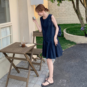设计感无袖牛仔背心连衣裙女夏2025新款小个子减龄时尚洋气学院风