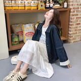 【现货】拼条纹袖口牛仔外套157-8728-P135-K188，女装短外套，浙宝157（原165A）