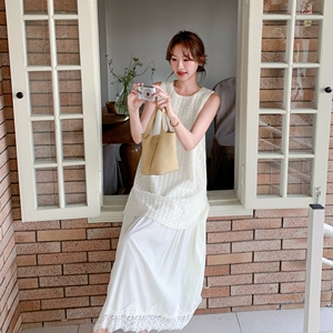 2025夏装新款 重工珠片镂空假两件背心连衣裙 157-9061-P145-K228图片