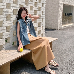 2025年夏季新款韩版时尚百搭显瘦短袖衬衫+高腰半身裙两件套套装图片