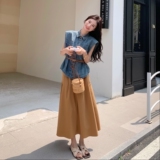 2025年夏季新款韩版时尚百搭显瘦短袖衬衫+高腰半身裙两件套套装，女装套装/套裙，浙宝157（原165A）