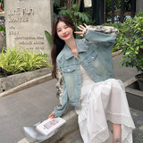 【现货】拼接水墨画牛仔外套157-8620-P135-K188，女装短外套，浙宝157（原165A）
