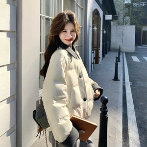 【现货】90白鸭绒 撞色拼接翻领羽绒服 157-3319-P285K428图片