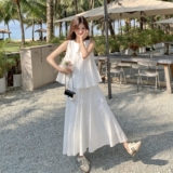 白色上衣半身裙休闲显瘦套装女2025夏季新款韩系减龄蝴蝶结两件套，女装套装/套裙，浙宝157（原165A）