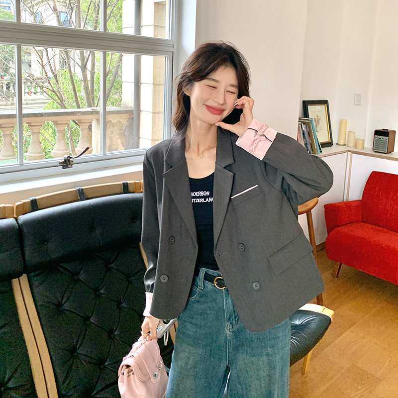 【现货】盘扣撞色拼接小西装157-8609-P125-K178，女装西装，浙宝157（原165A）
