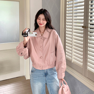 【现货】翻领粉色皮衣 157-8713-P145-K208图片