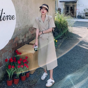 设计感小众连衣裙女夏2025新款高级感轻奢显瘦长款系带职业西装裙图片