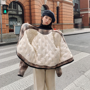 超好看小香风羽绒服女秋冬2024新款高级千金感短款毛呢外套加内胆图片