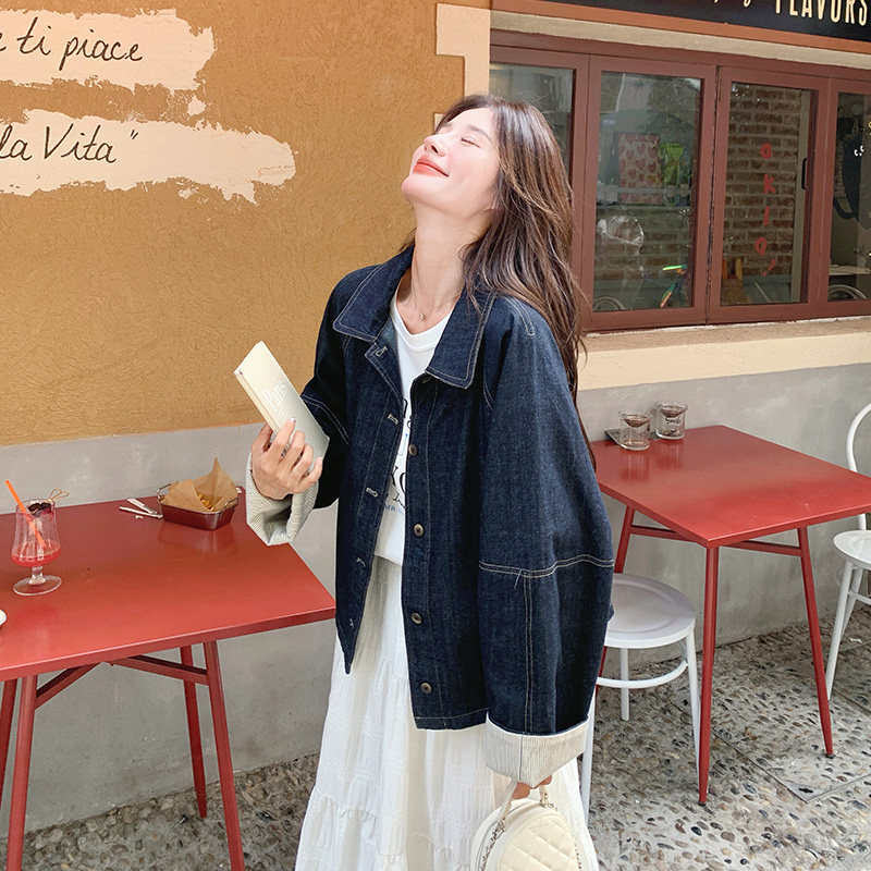 【现货】拼条纹袖口牛仔外套157-8728-P135-K188，女装短外套，浙宝157（原165A）